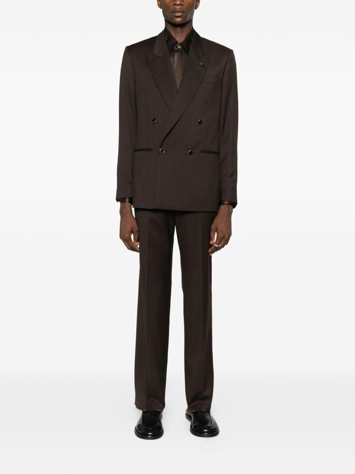Blazer Marrone Doppiopetto con rever a lancia 