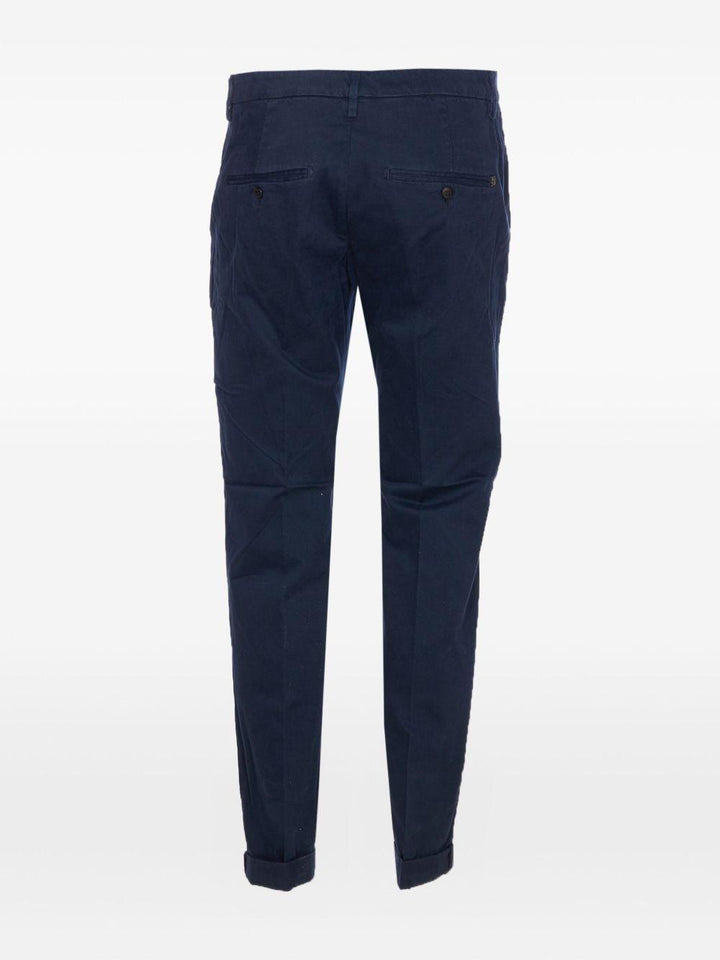 Chino blu in cotone con chiusura nascosta 