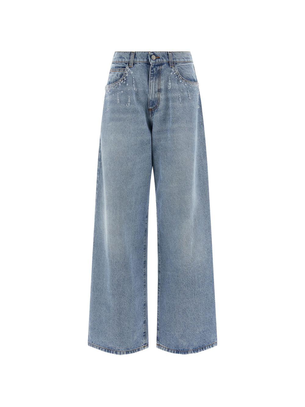 Jeans con applicazioni di cristalli 