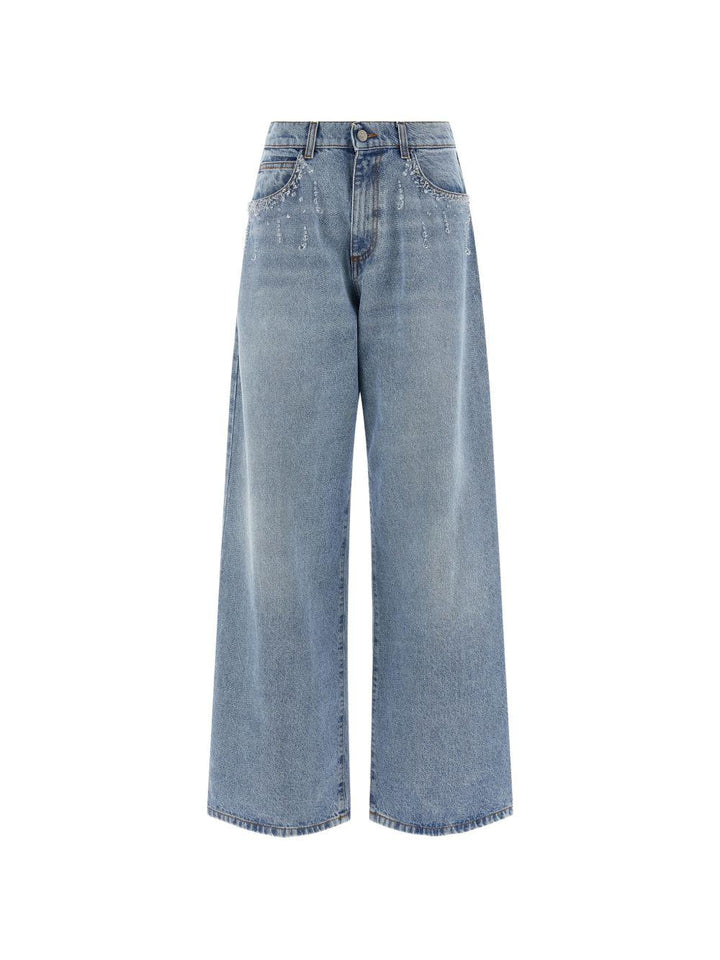Jeans con applicazioni di cristalli 
