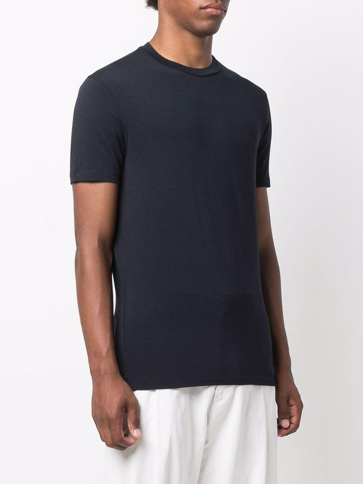 T-shirt girocollo blu con stampa 