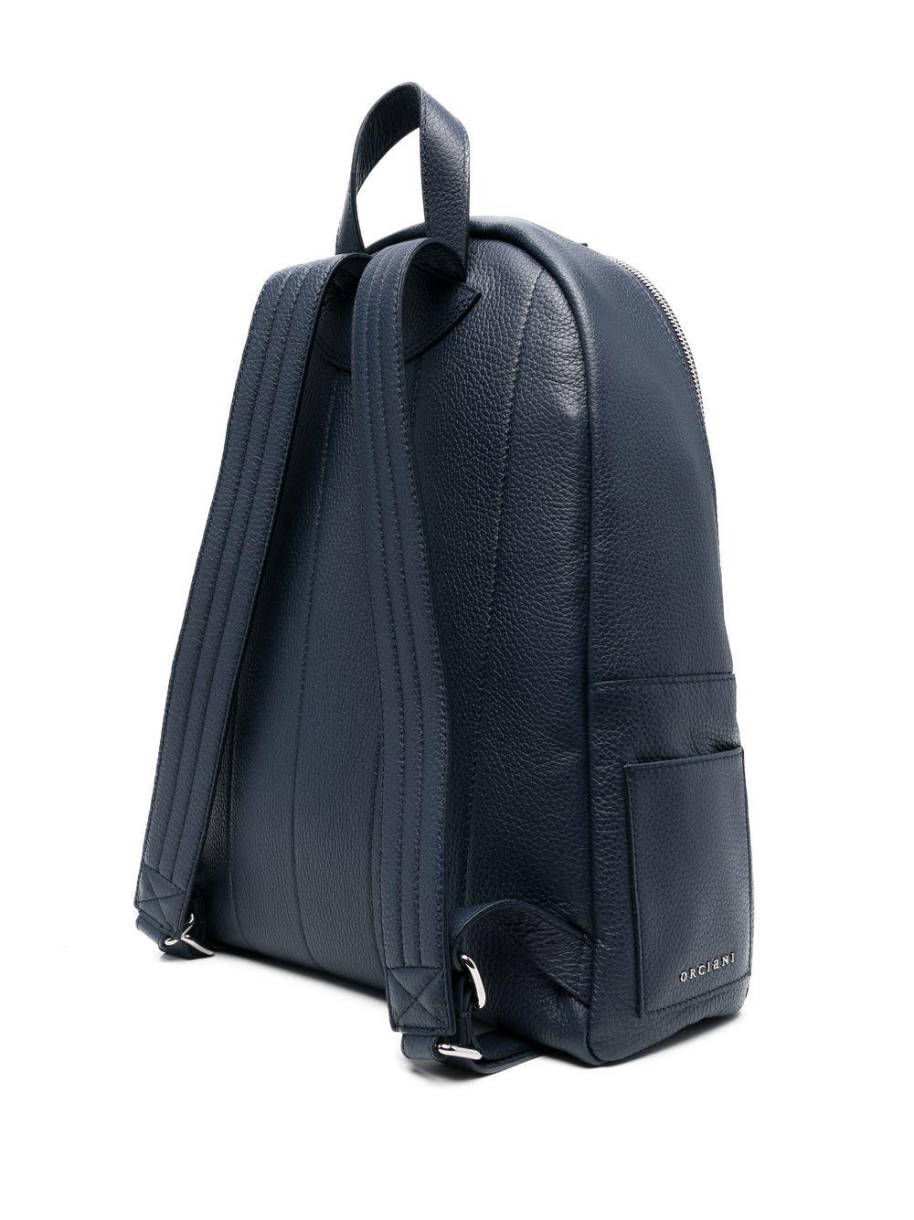 Zaino blu in pelle martellata 
