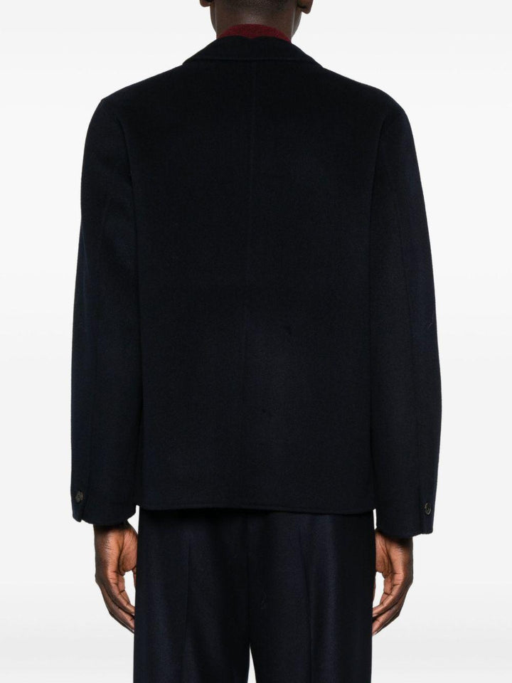 Cappotto navy con colletto a punta 