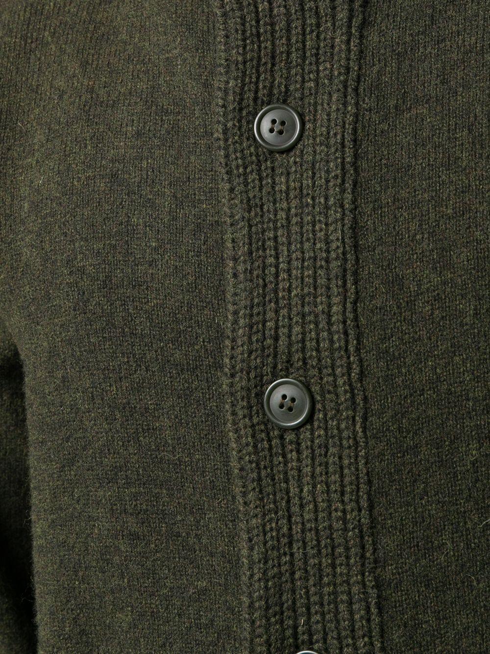 Cardigan verde a collo alto con zip e bottoni 