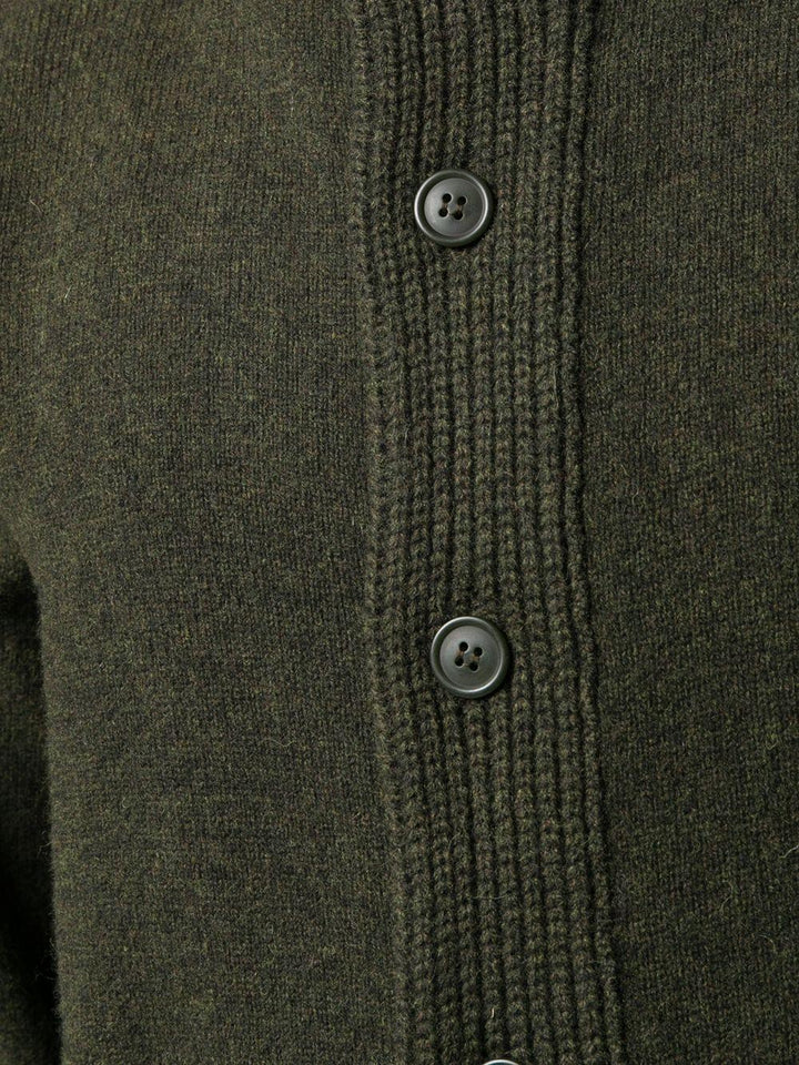 Cardigan verde a collo alto con zip e bottoni 