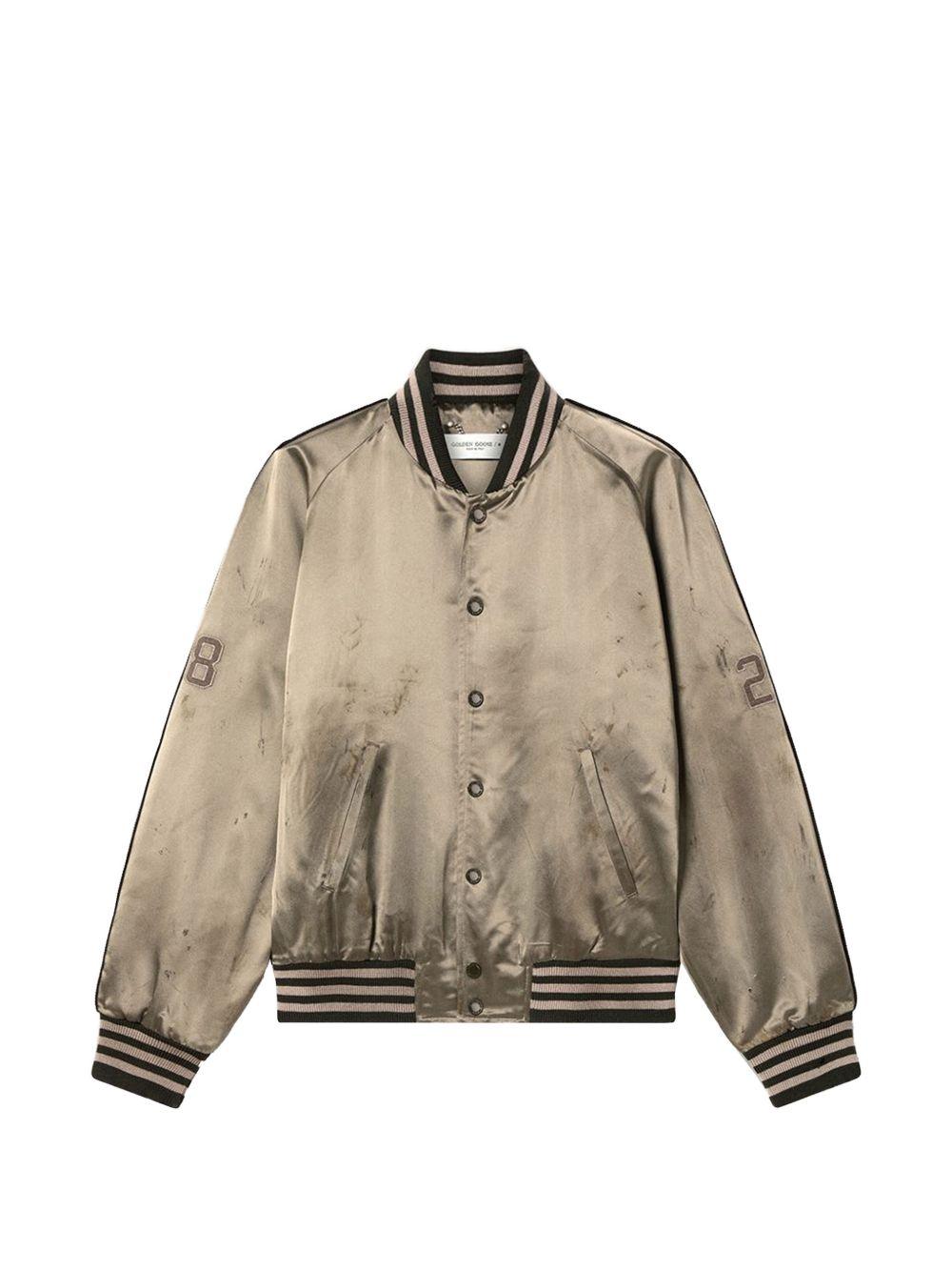 Bomber verde in satin e dettagli ricamati 