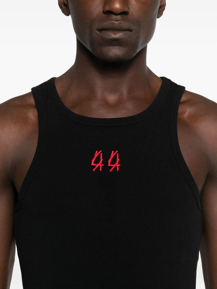 Canotta black/red con logo ricamato 