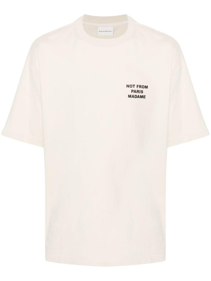 T-shirt panna con stampa