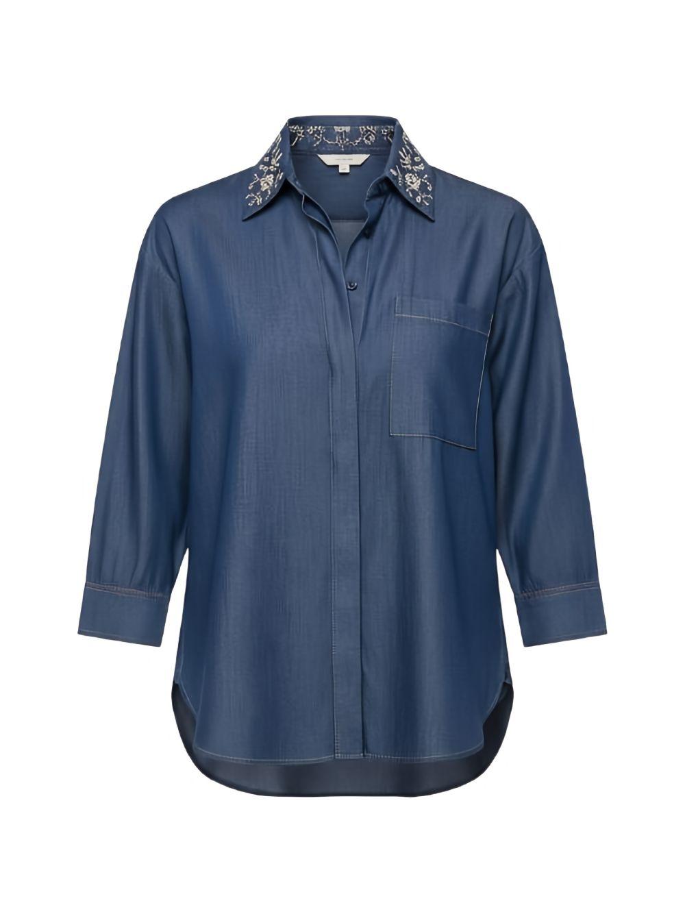 Camicia denim con colletto rimovibile 