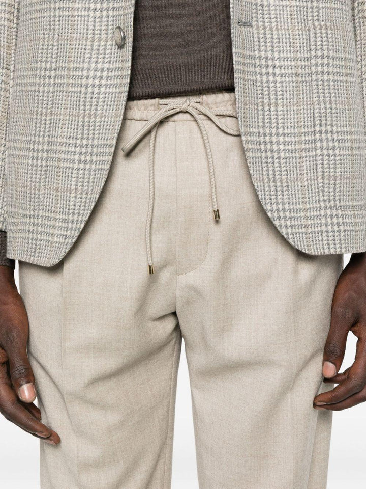 Pantaloni beige Wimbledon in lana con coulisse 