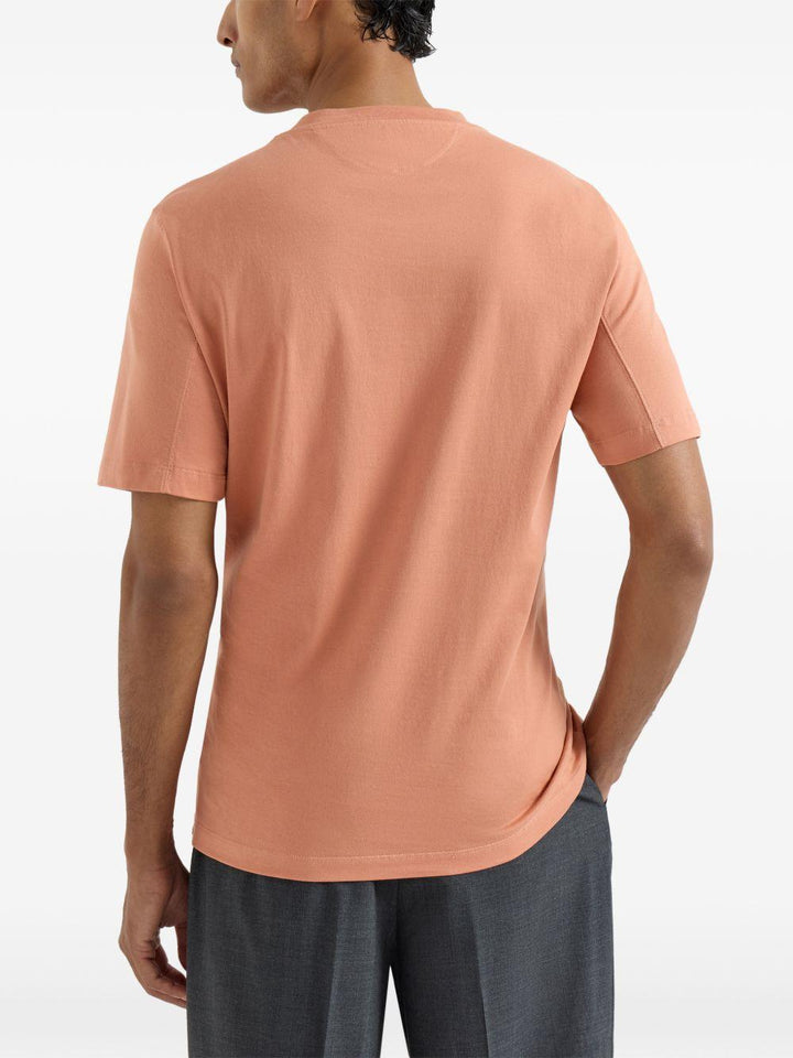 T-shirt girocollo arancione pesca con logo 