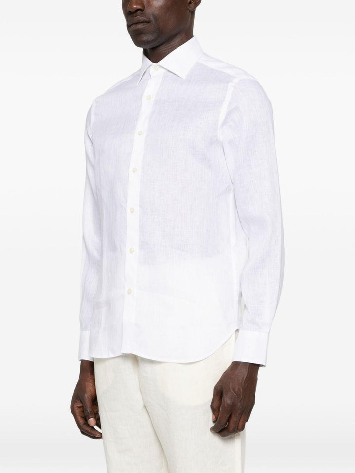 Camicia bianca in lino con bottoni 