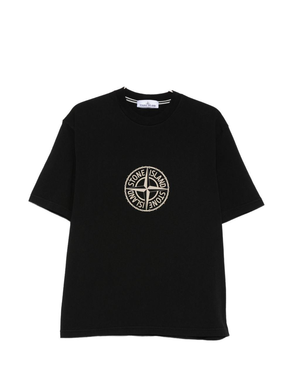 T-shirt nera con stampa logo 