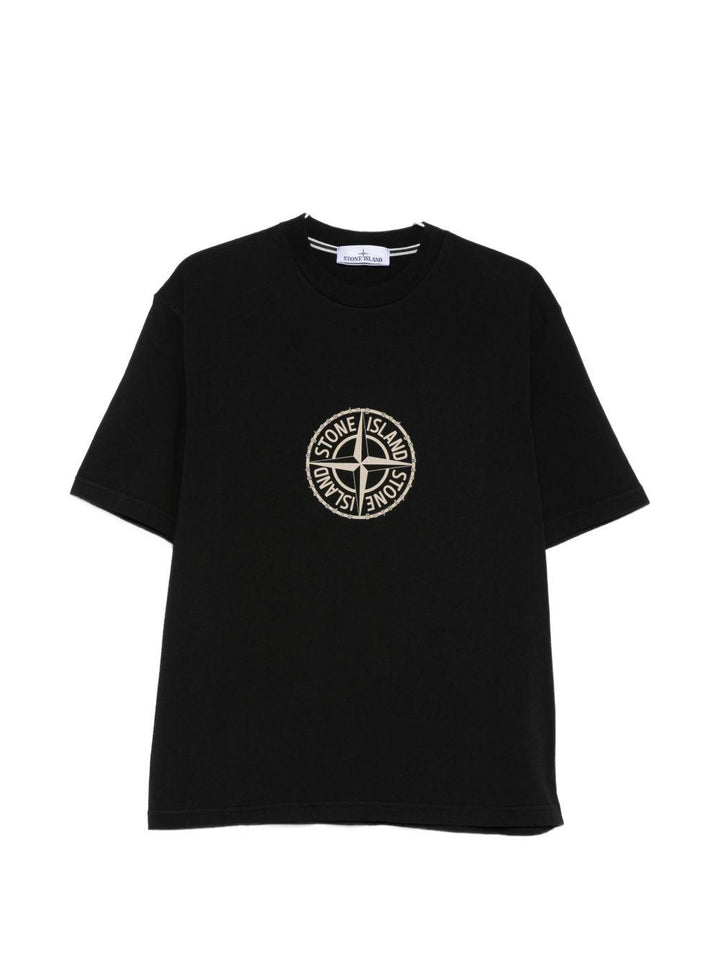 T-shirt nera con stampa logo 
