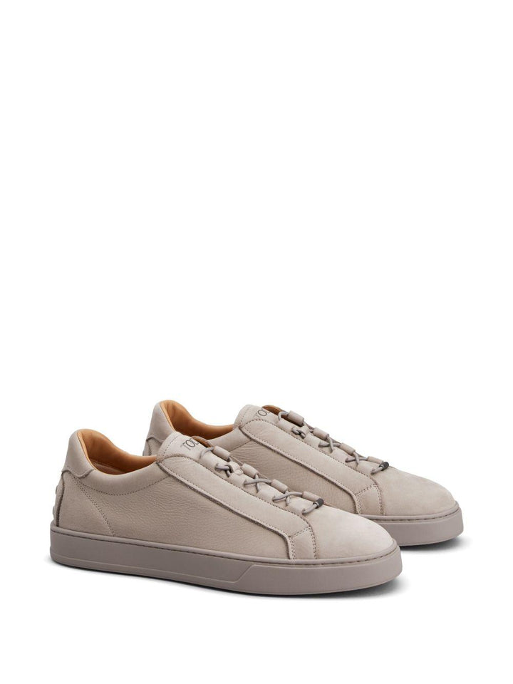 Sneakers grigie in pelle con logo stampato 
