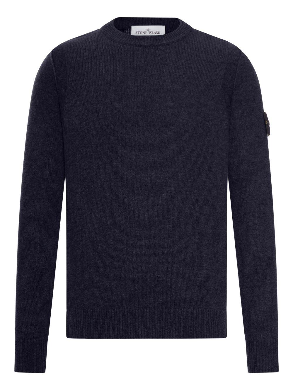 Maglione blu navy girocollo con applicazione Compass 