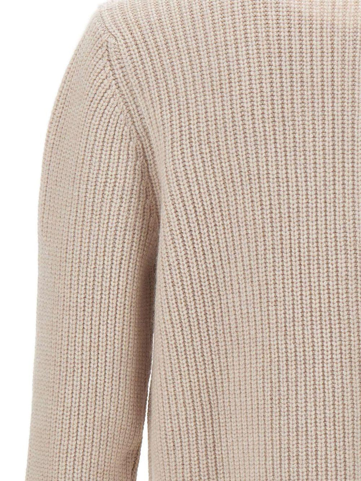 Cardigan beige con applicazione 