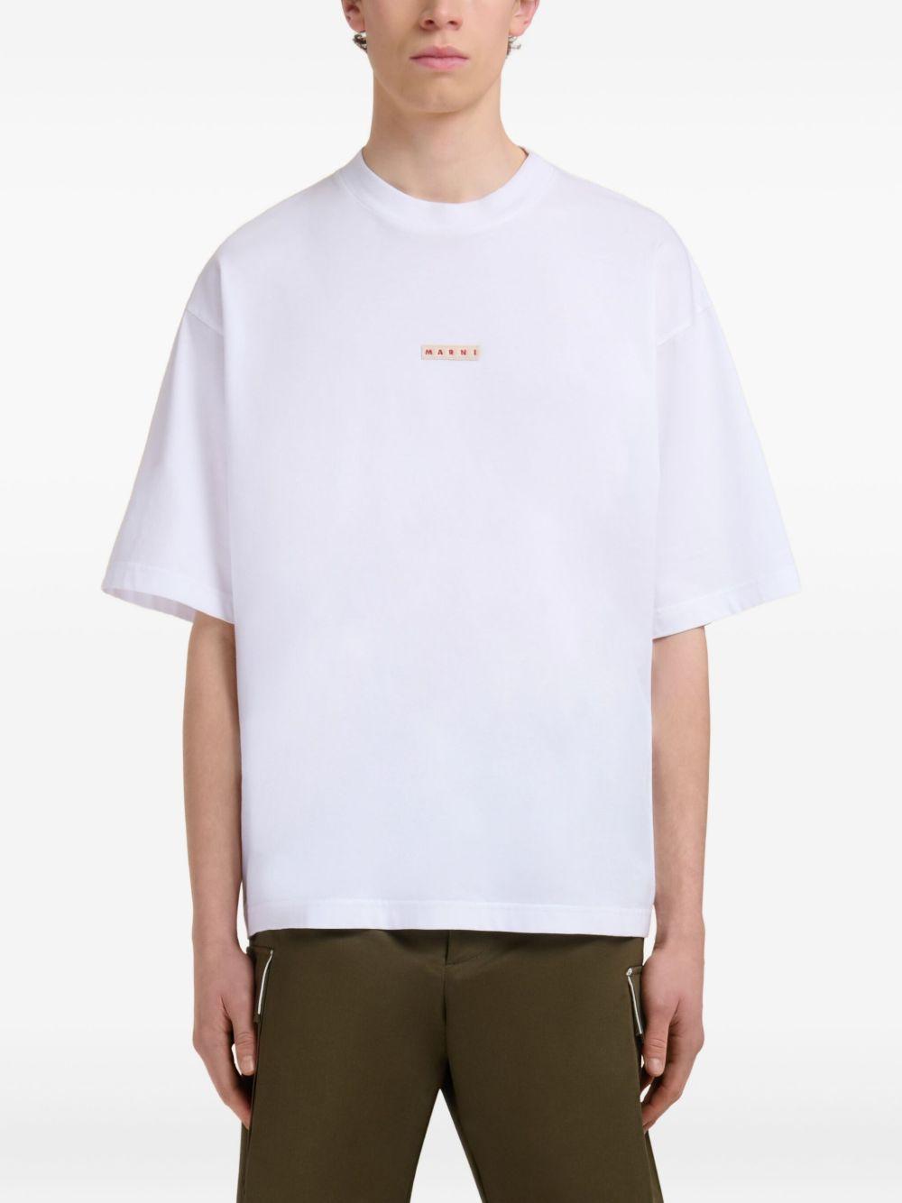 T-shirt bianca in cotone con stampa logo 