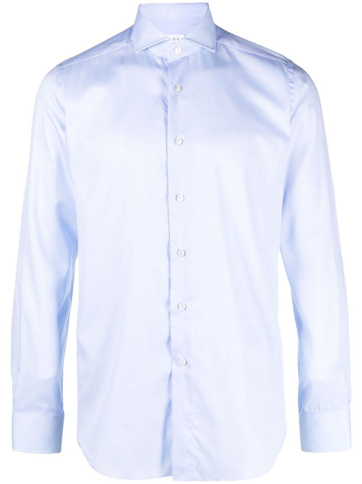 Camicia con colletto ampio azzurra 