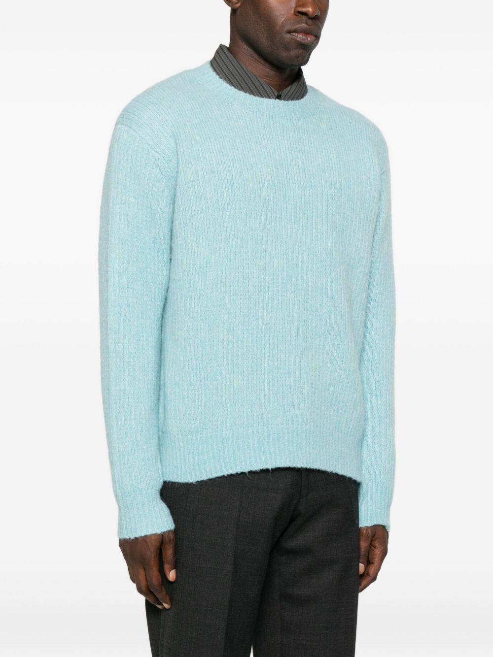 Maglione a coste in alpaca azzurro 