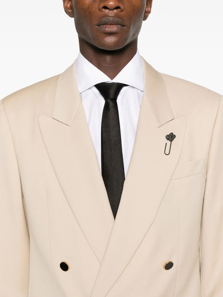 Blazer Beige Doppiopetto con rever a lancia 