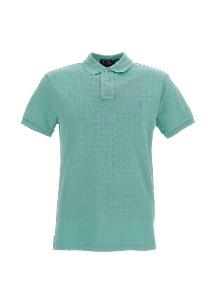 Polo celadon con logo ricamato 