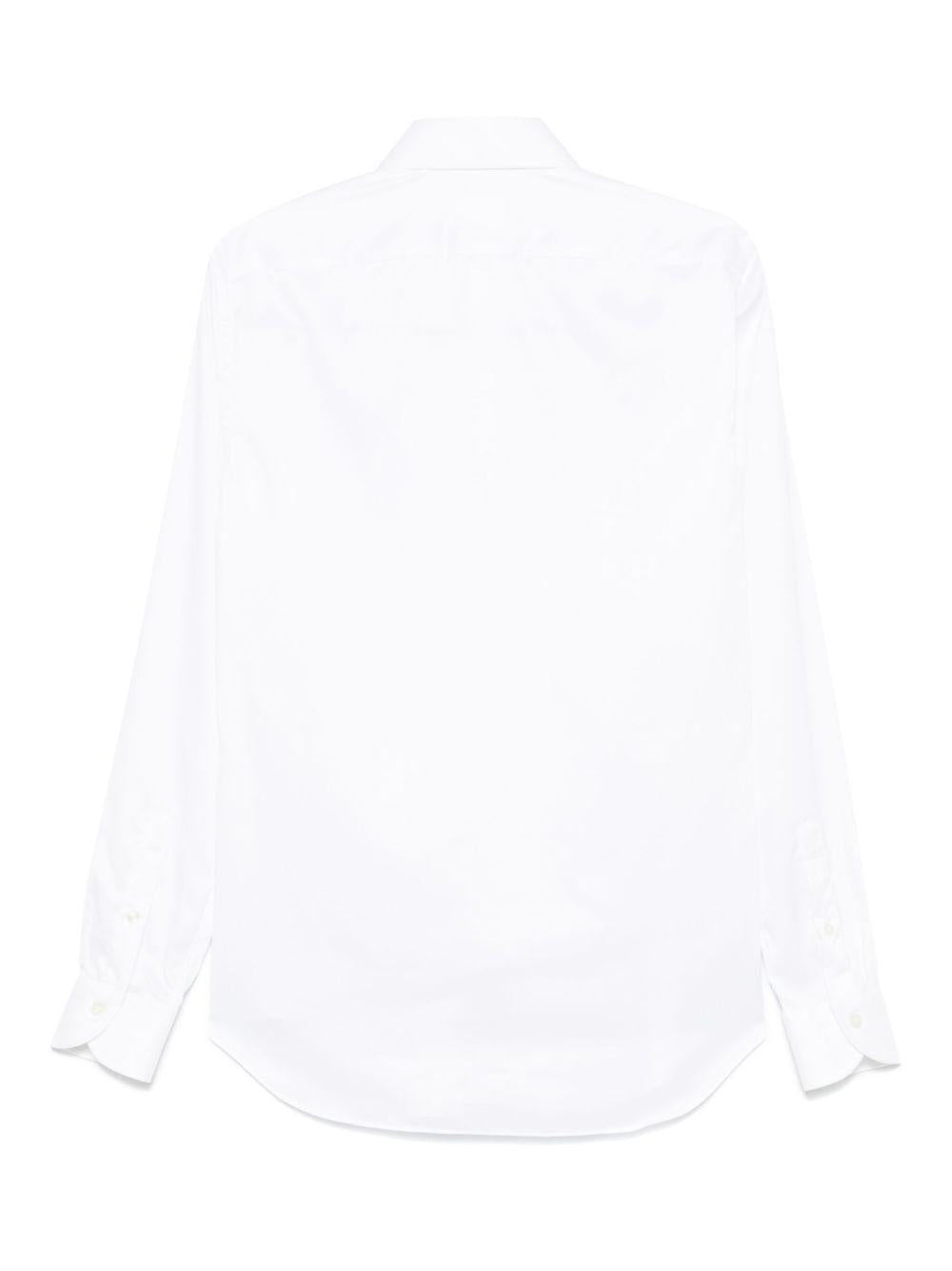Camicia bianca in twill di cotone con colletto ampio 