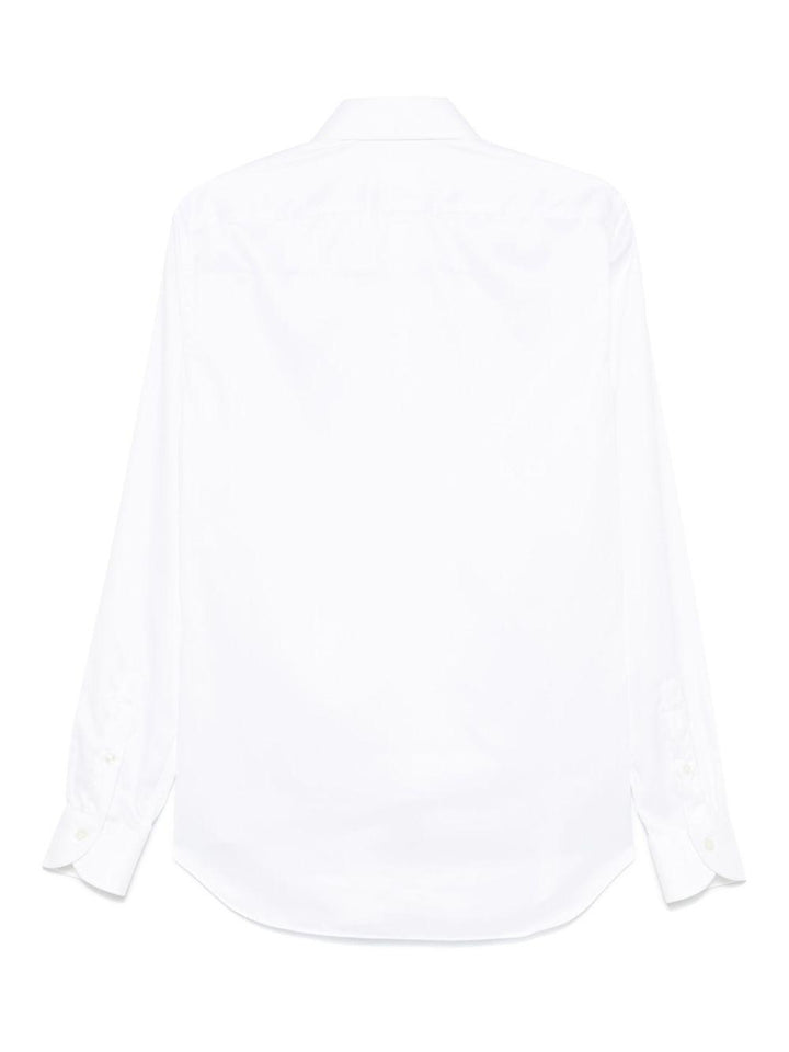 Camicia bianca in twill di cotone con colletto ampio 