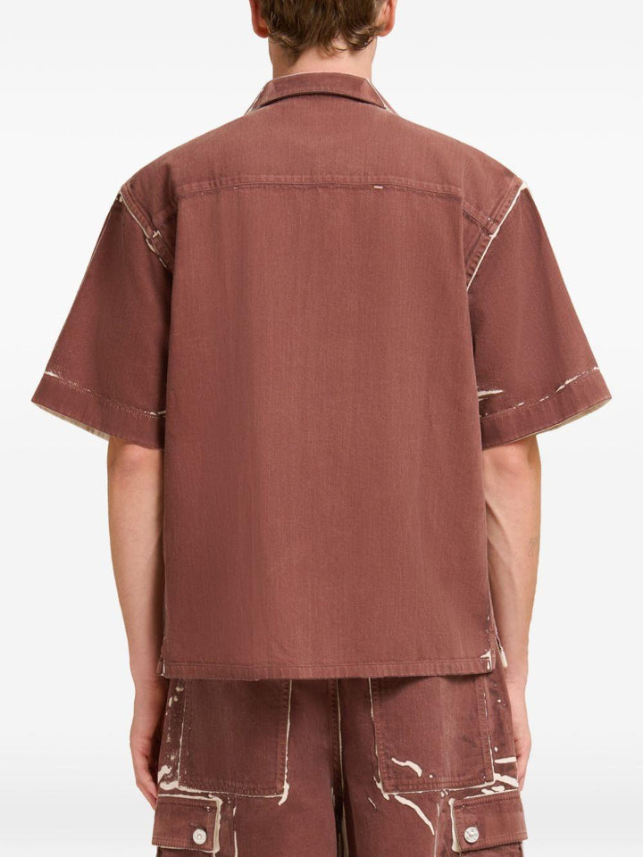 Camicia tobacco con logo ricamato 