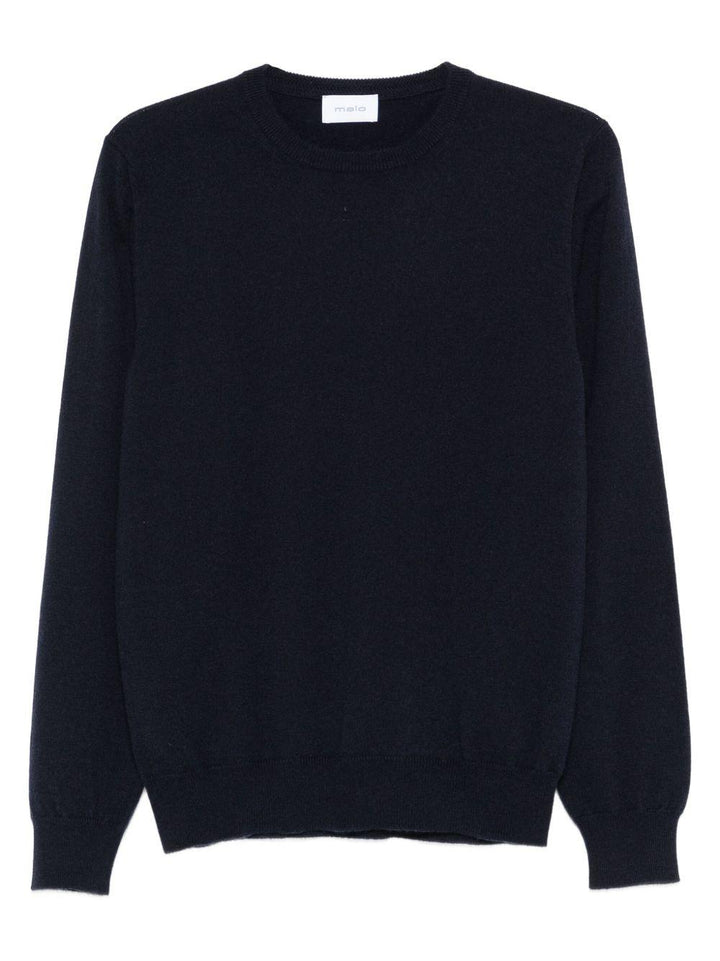 Maglione girocollo blu scuro in cashmere