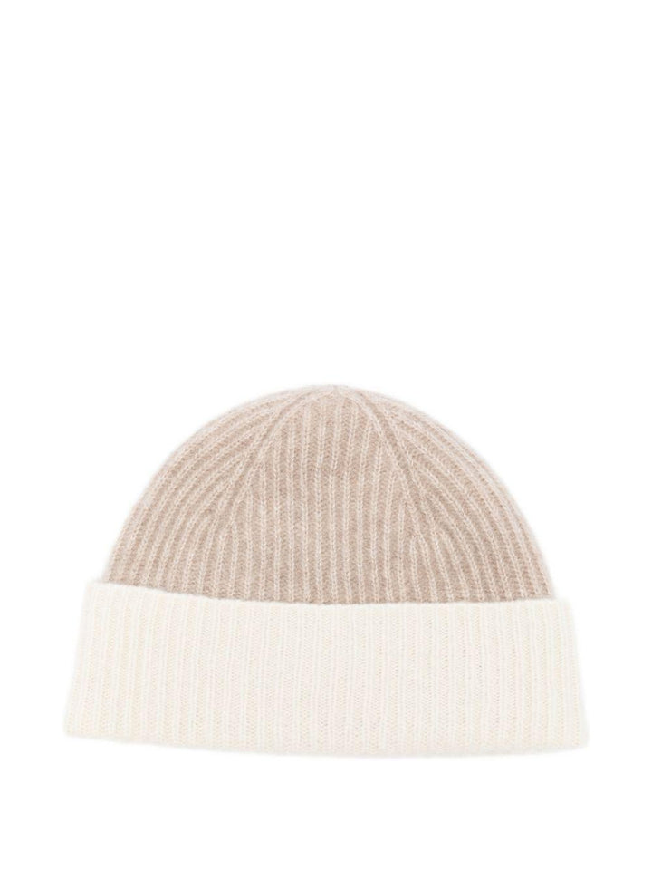 Berretto beige in lana a coste 