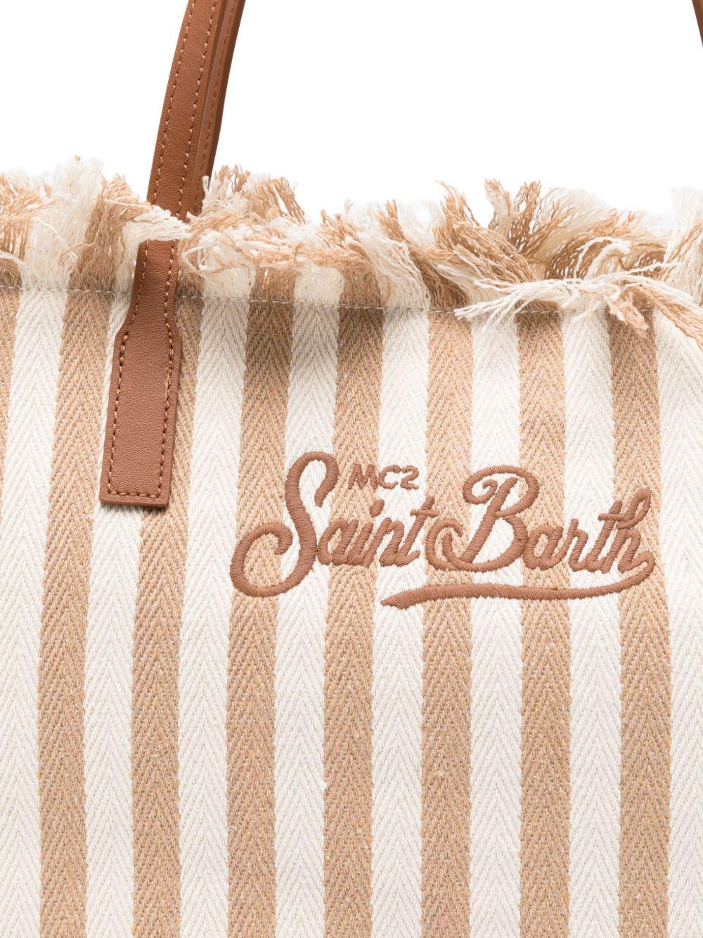 Borsa tote con frange a righe 