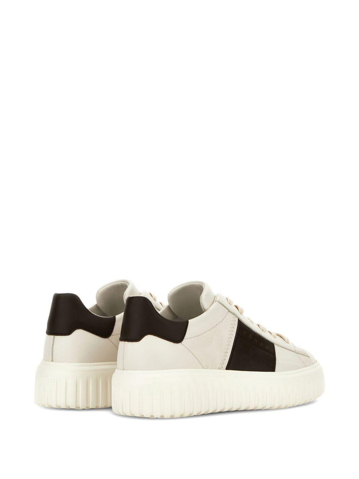 Sneakers bianche e nere H-Stripes con inserti in pelle 