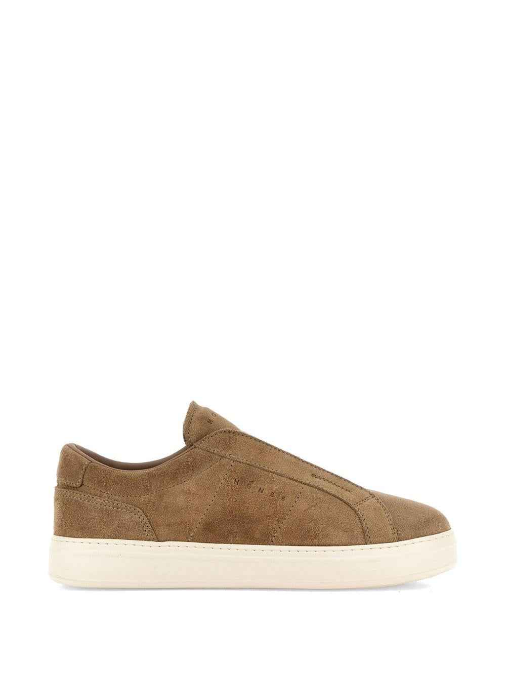 Slip-on biscotto in suede con suola platform 