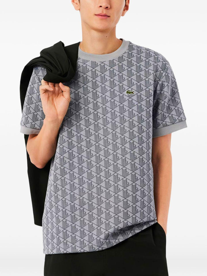 T-shirt grigia con stampa geometrica 