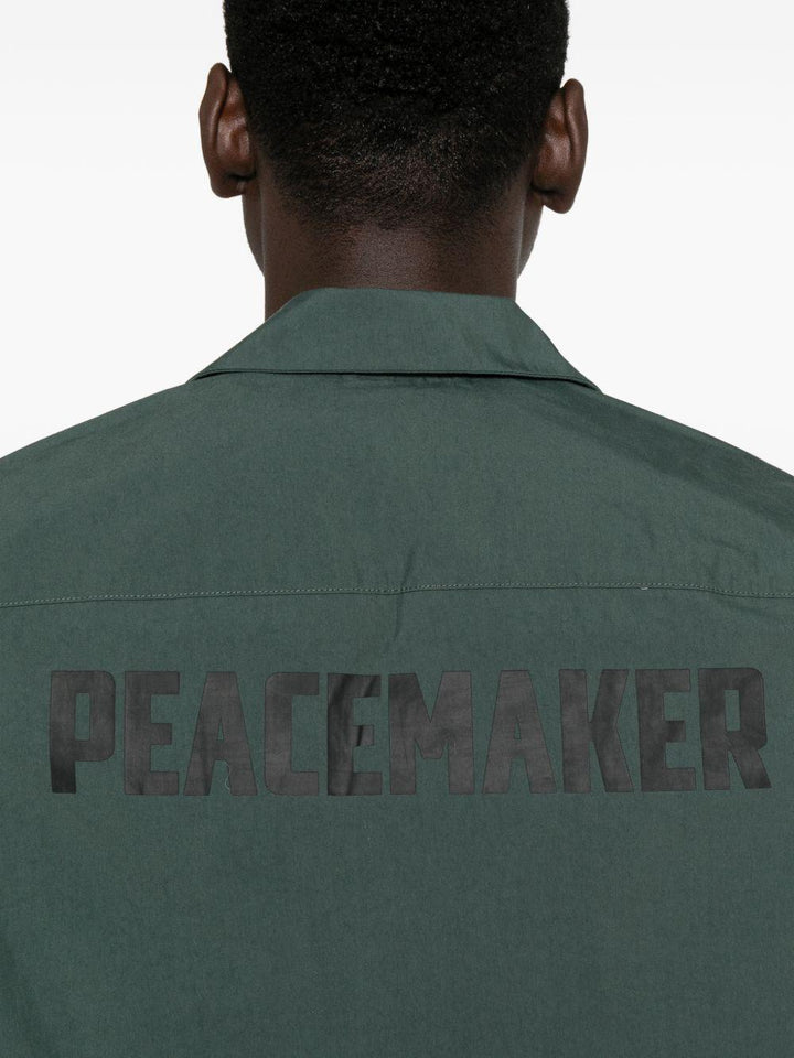 Camicia a maniche corte con stampa Peacemaker verde scuro 