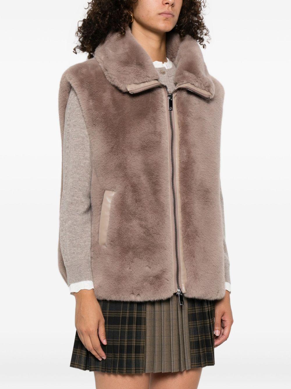 Gilet in pelliccia sintetica con zip 