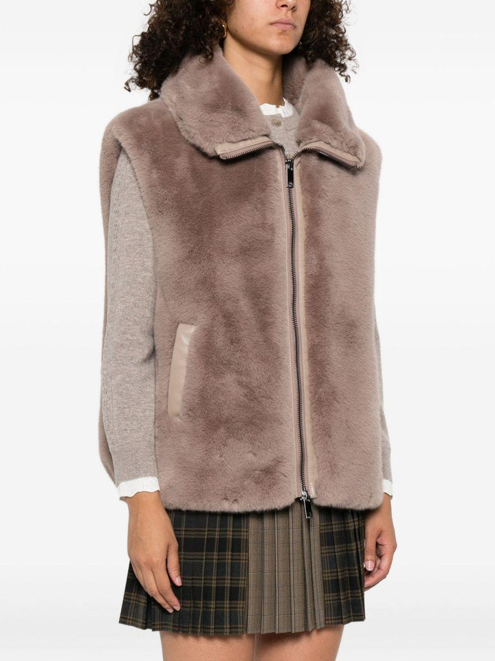 Gilet in pelliccia sintetica con zip 