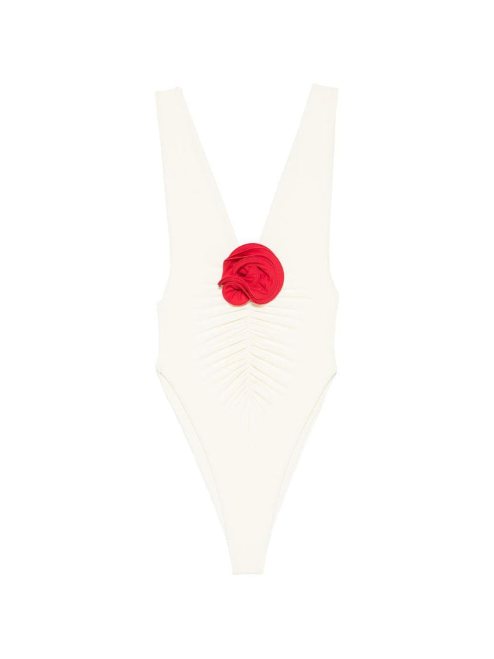 Costume intero con rosa 