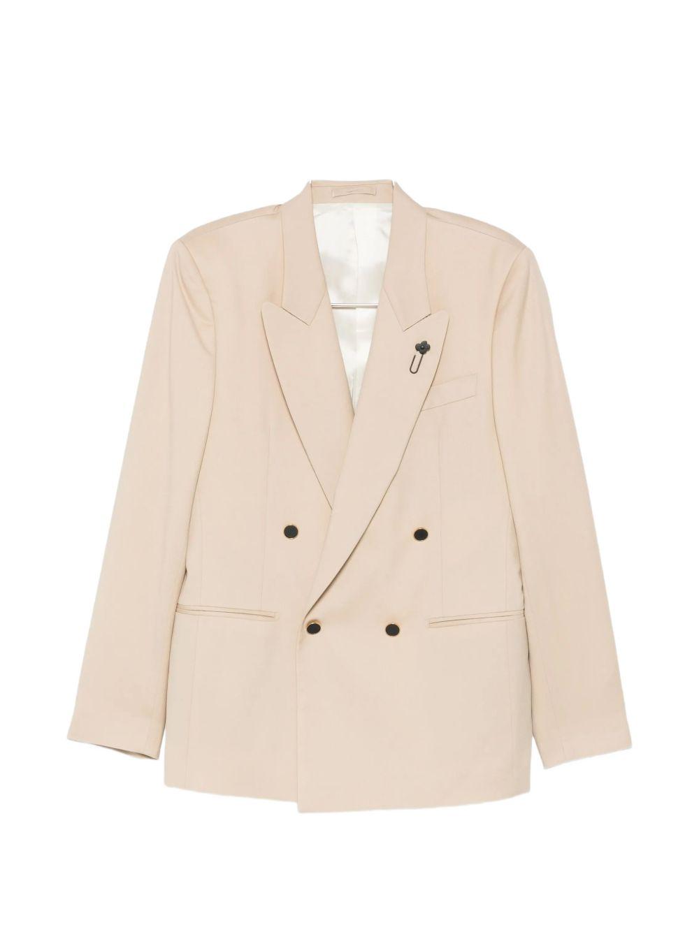 Blazer Beige Doppiopetto con rever a lancia 