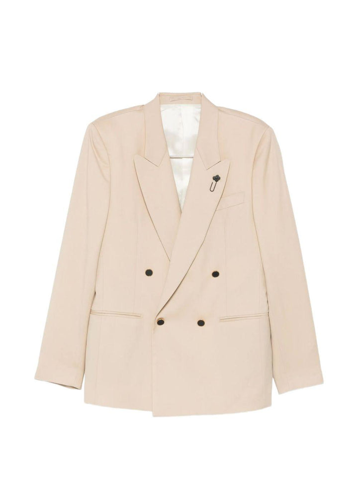 Blazer Beige Doppiopetto con rever a lancia 