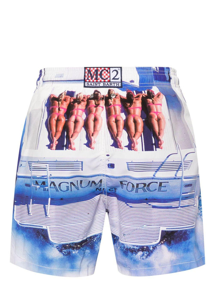 Costume da bagno bianco con stampa 