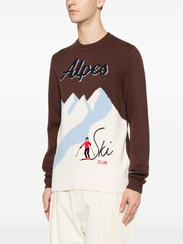 Maglione girocollo Bombardino marrone e bianco 