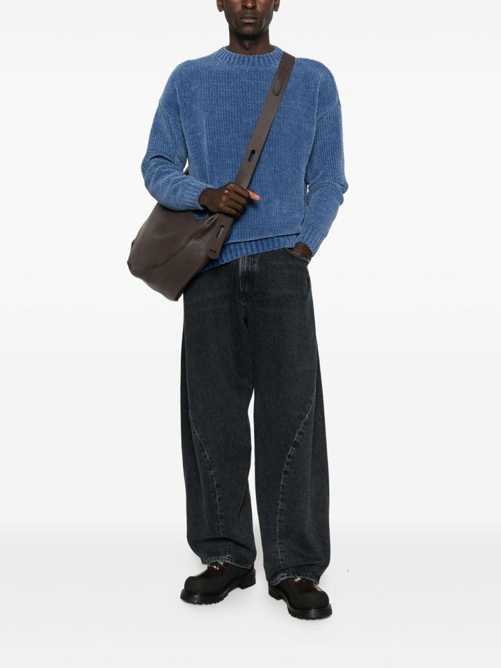 Maglione a coste blu 