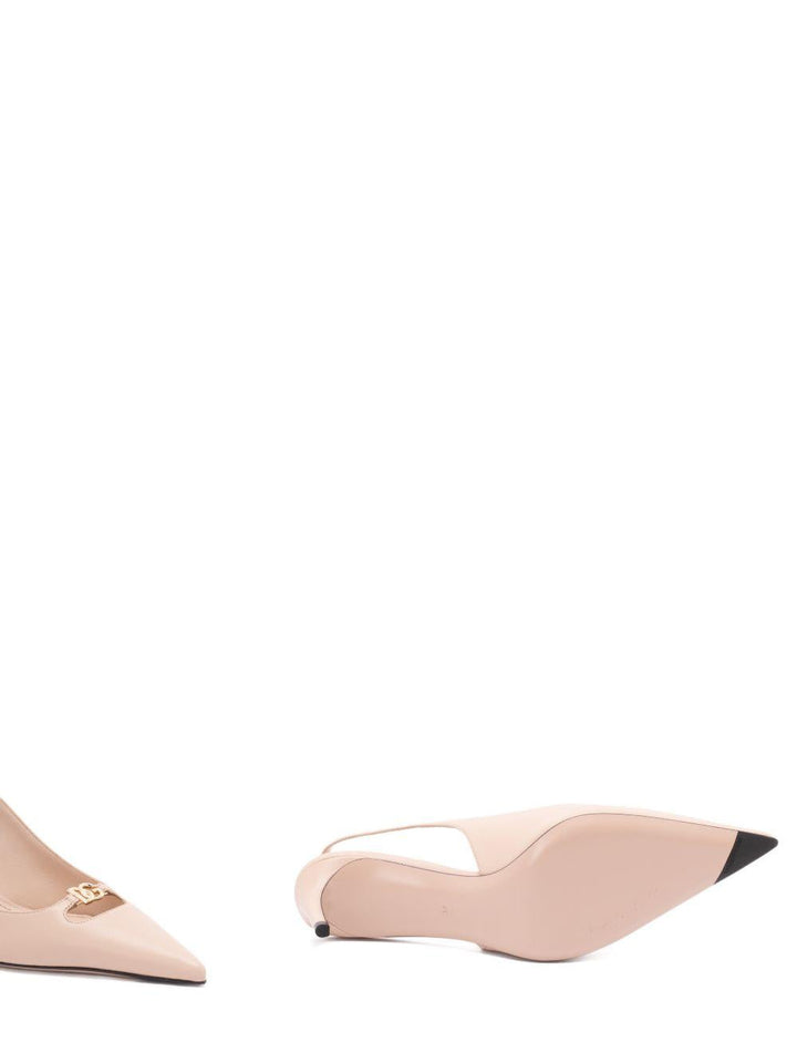 Slingback con logo in pelle da 60 mm 
