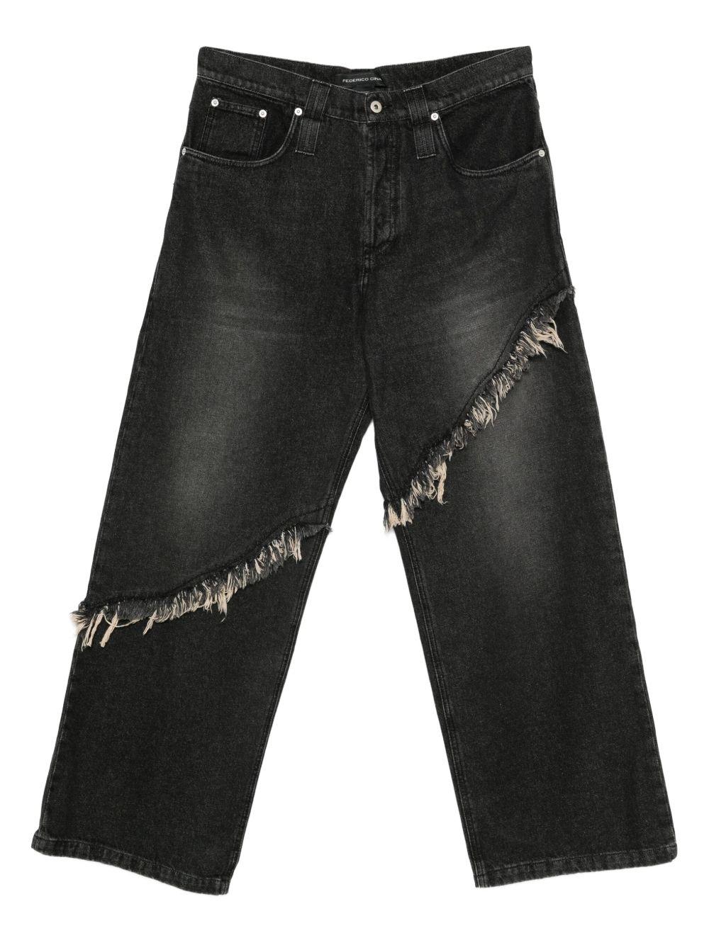Jeans neri con frange 