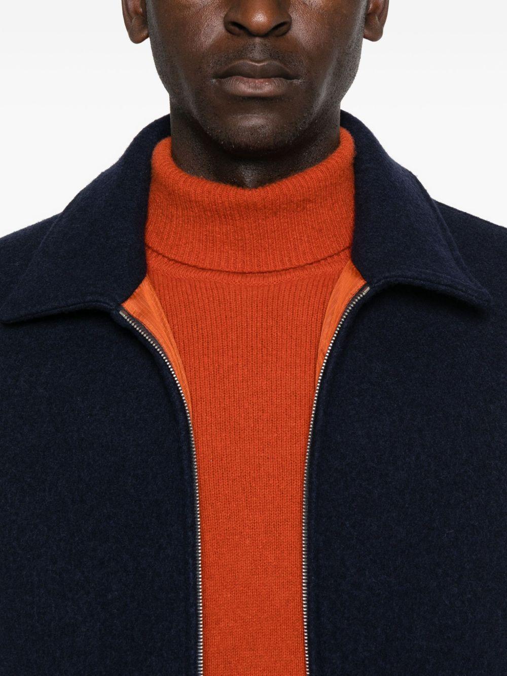 Giacca-camicia blu navy con zip e tasche con patta 