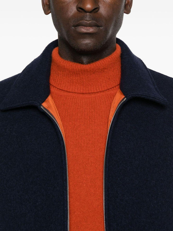 Giacca-camicia blu navy con zip e tasche con patta 
