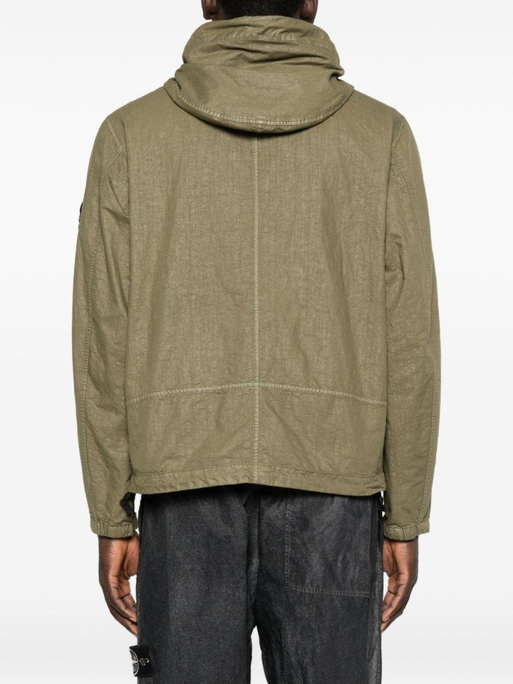 Giacca Organic-Look Nylon Panama con cappuccio verde militare 