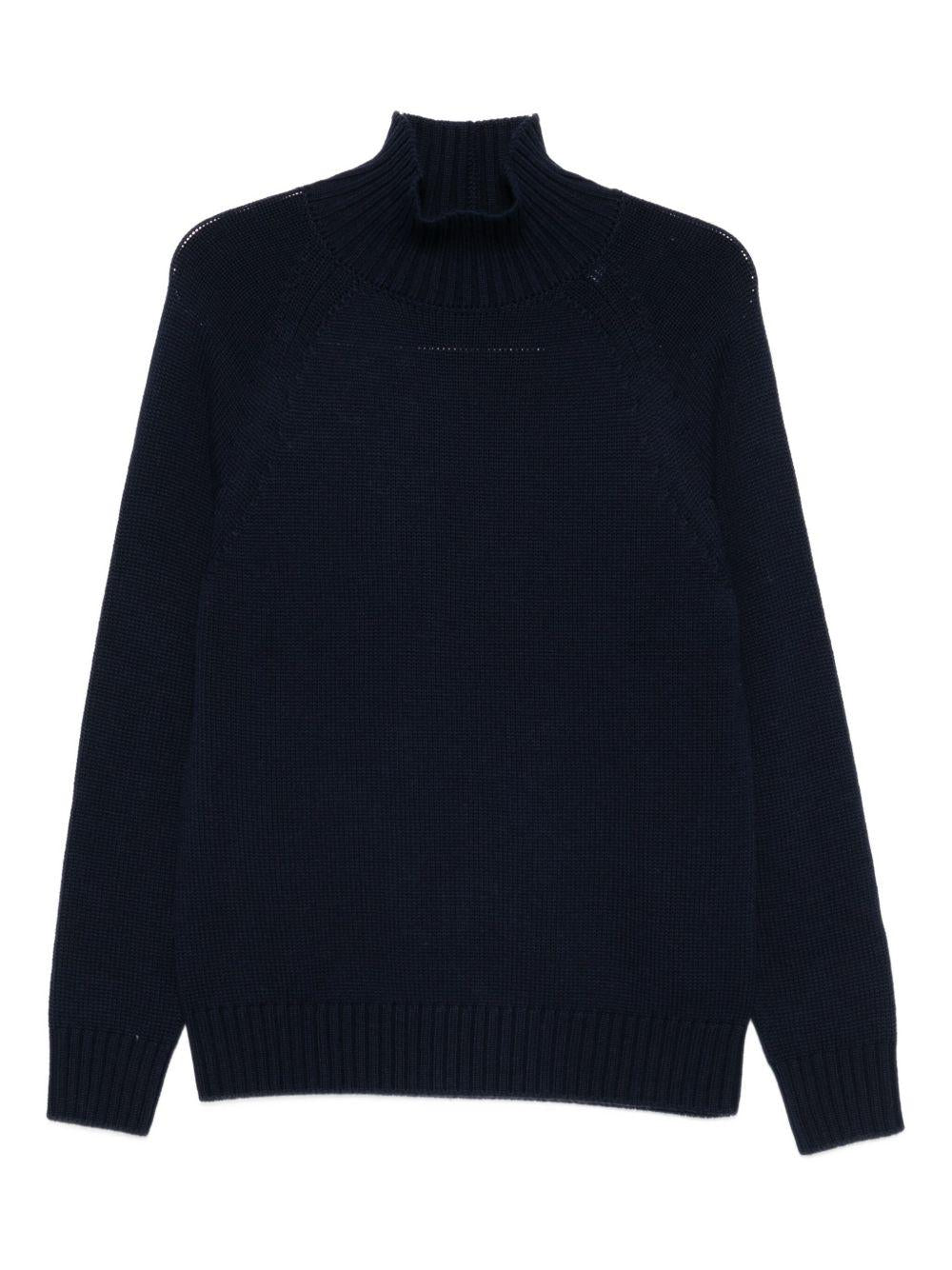 Maglione nero in lana a collo alto 